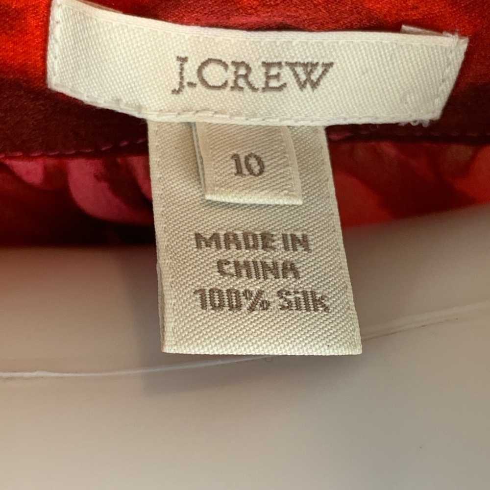 J. Crew Red Poppy Floral Sleeveless 100% Silk Blouse - Picture 9 of 10